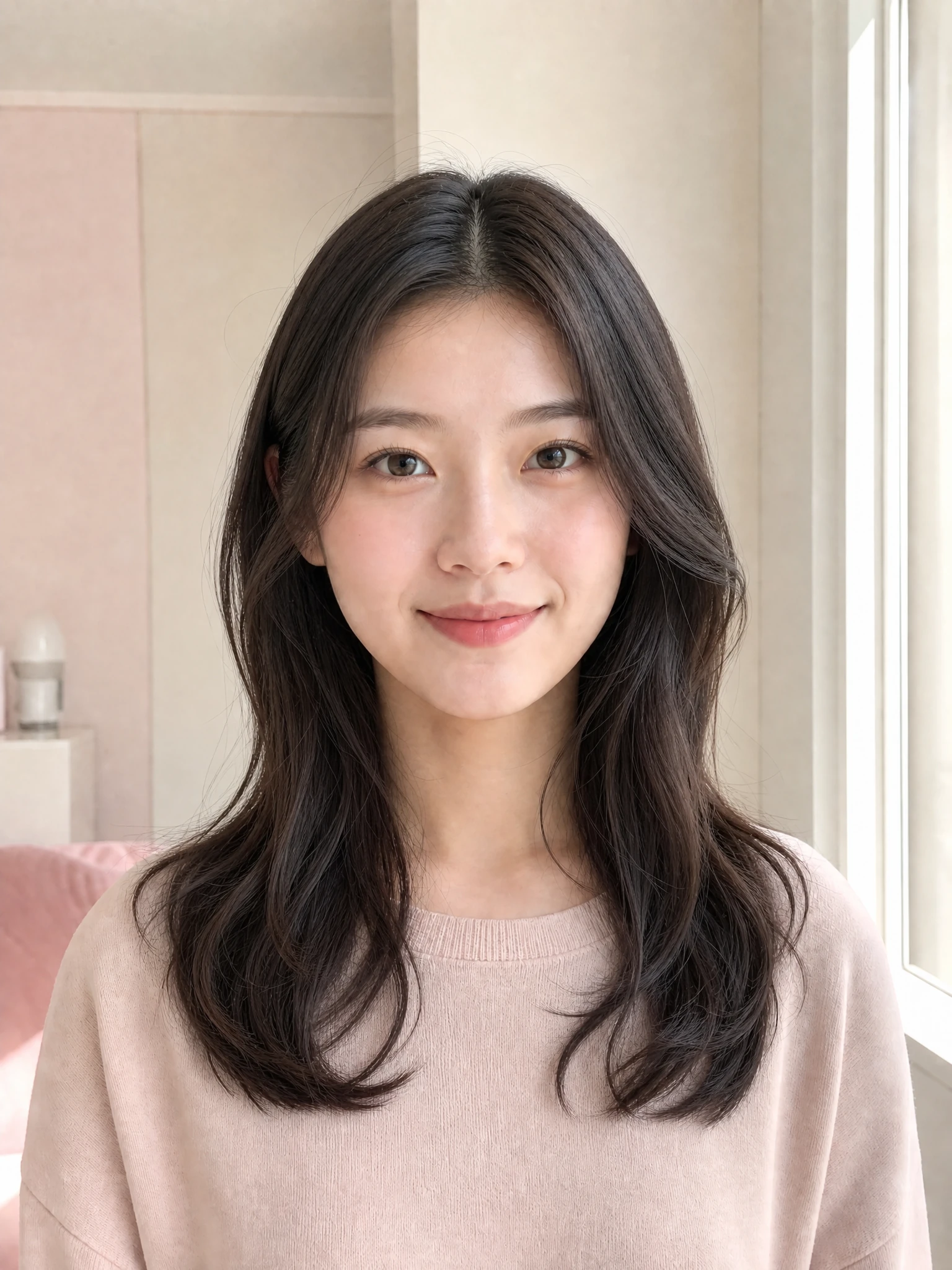 Adult university student previewing long soft waves
