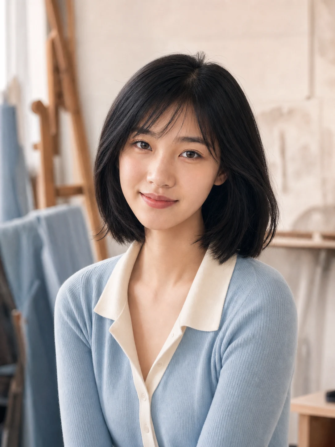 Portrait with soft editorial AI enhancement