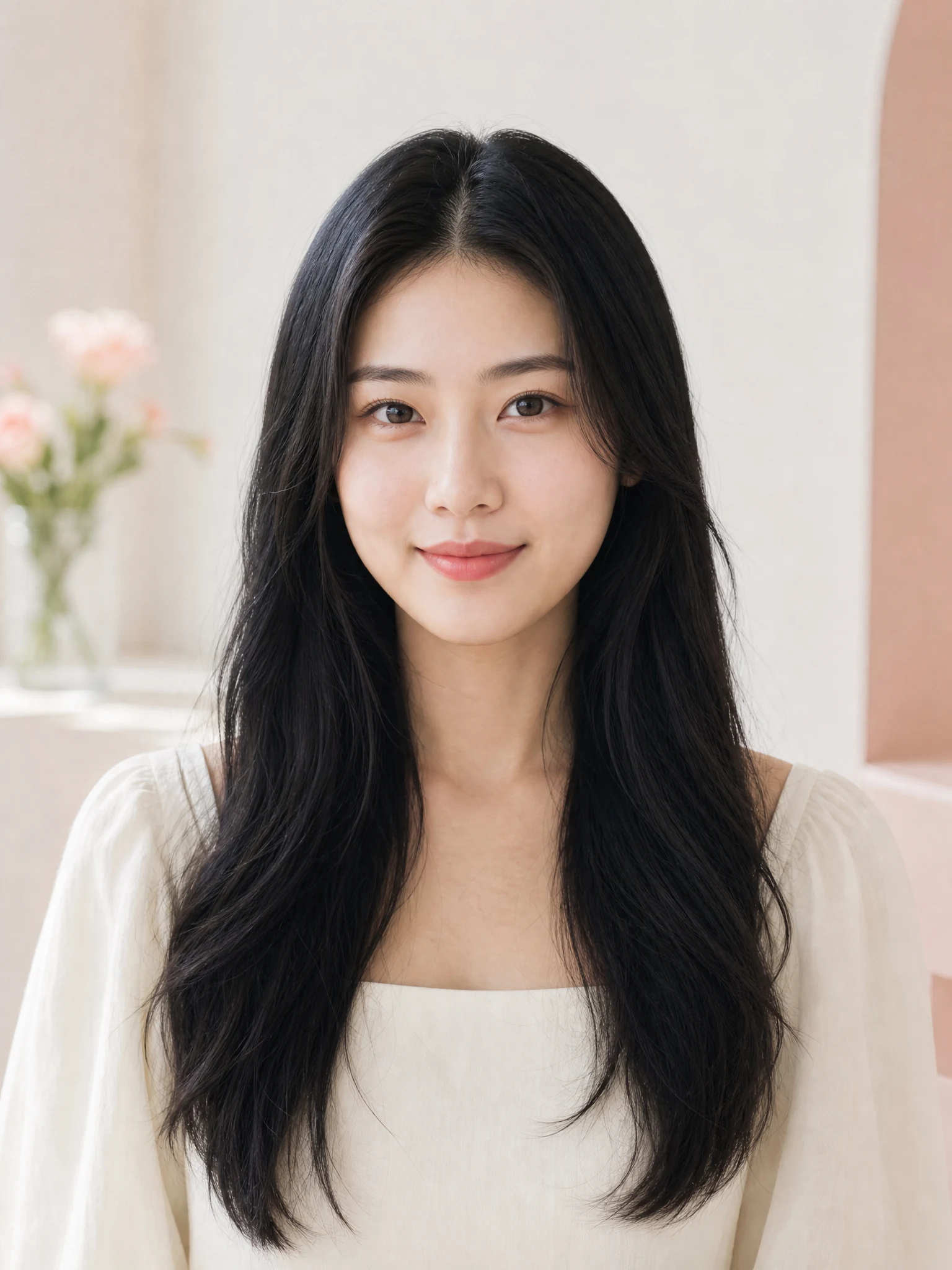 Original portrait with naturally black hair